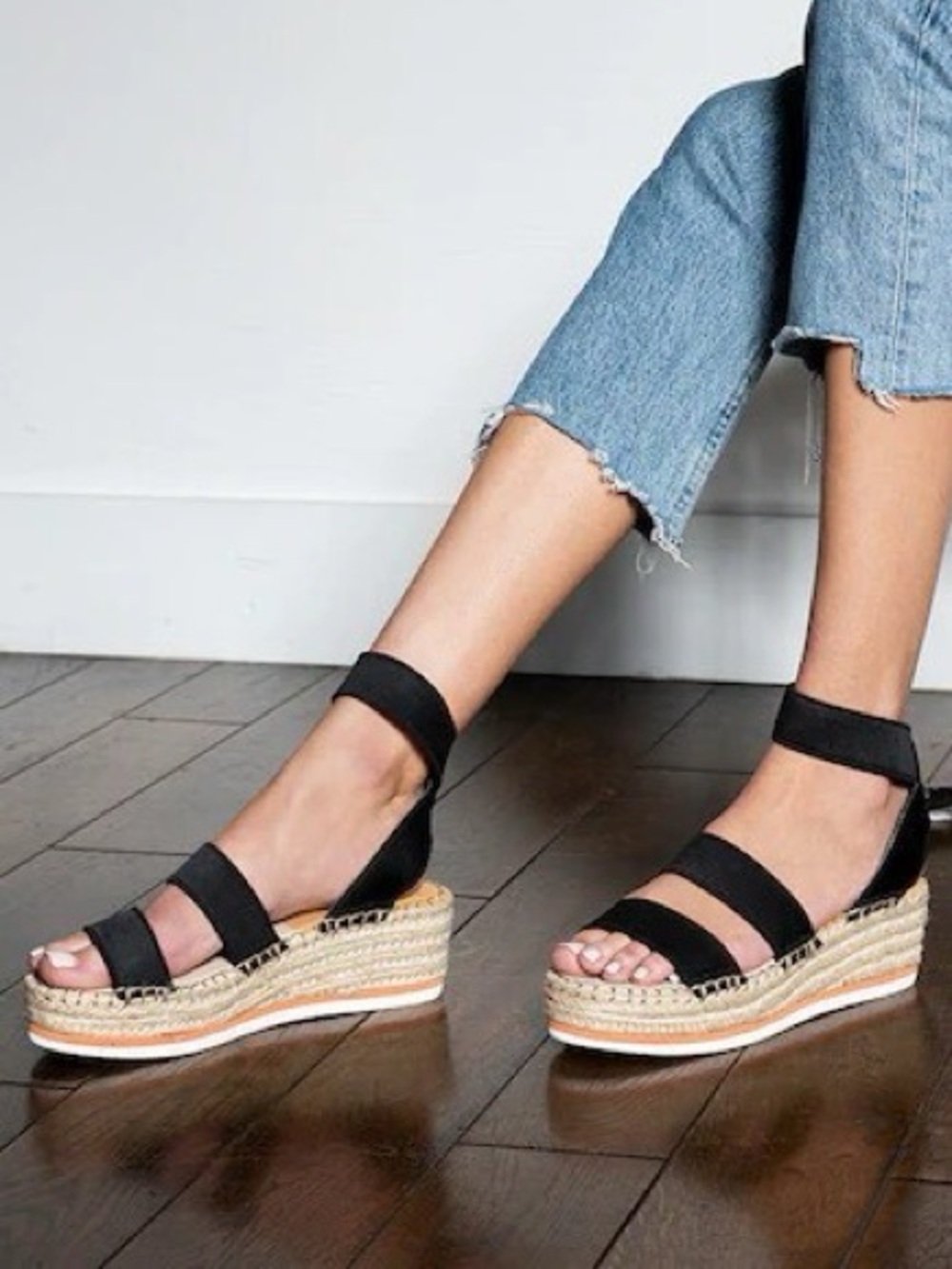 Dolce Vita Lury Black Espadrille Platform Sandals Size 7